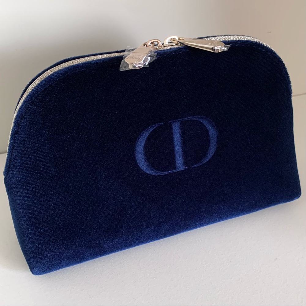 Dior navy velvet zippy pouch